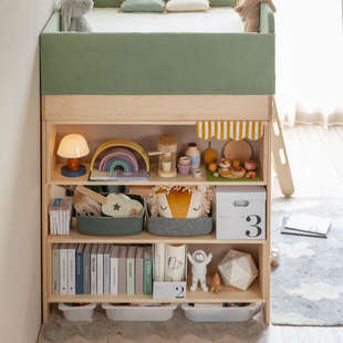 孩在 组合衣柜书柜可拆分实木儿童床带储物小户型 天空半高床