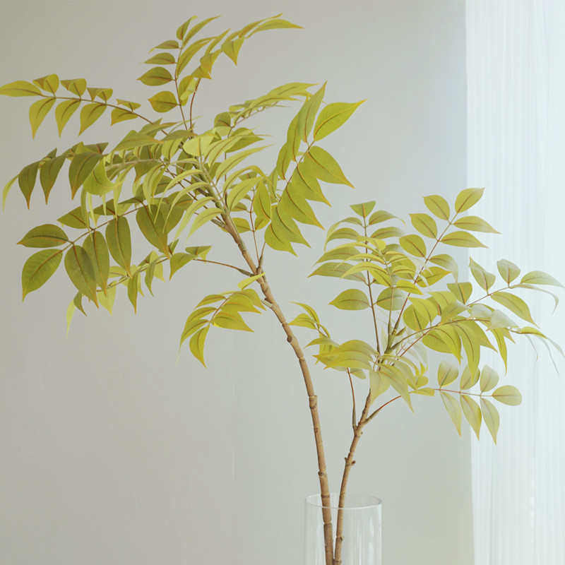 仿真绿植假花漆木树叶长枝紫藤叶落地客厅装饰花卉北欧香椿树叶摆