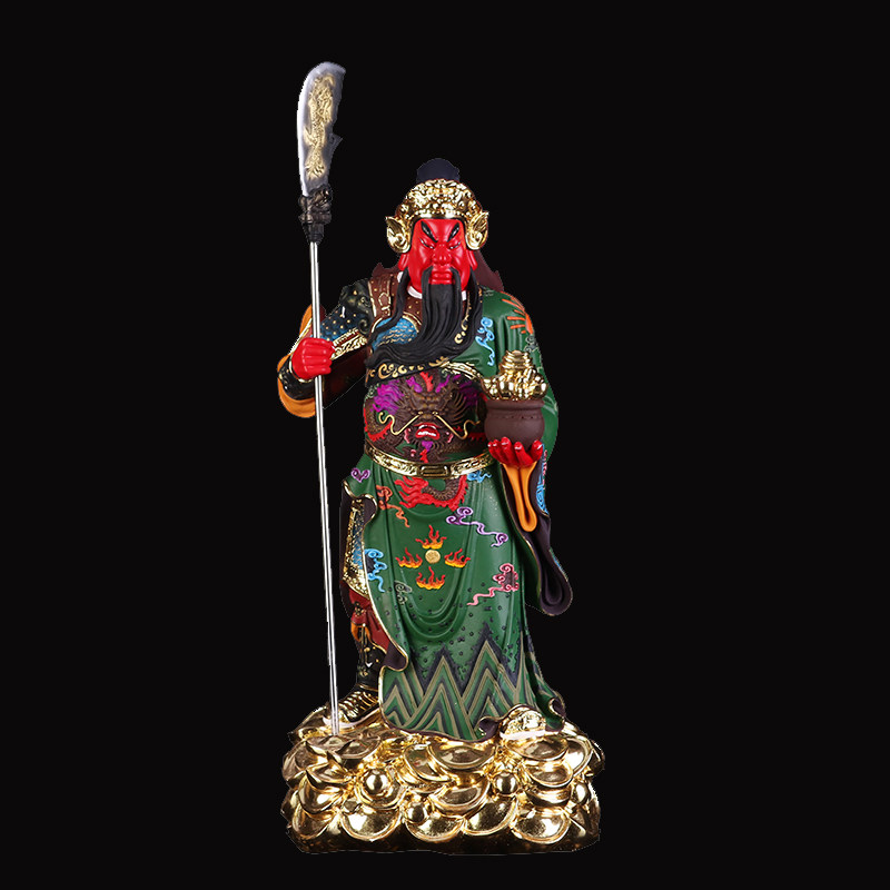 关公招财 武财神关公神像树脂古彩家用供奉店铺招财风水摆件新品