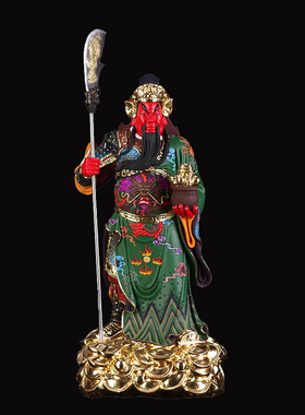 关公招财 武财神关公神像树脂古彩家用供奉店铺招财风水摆件新品