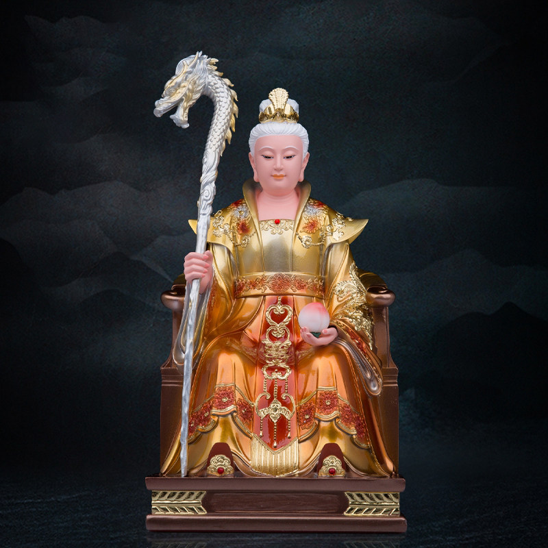 树脂泰山奶奶珍珠彩神像碧霞元君东岳泰山老母白发王母工艺品摆件
