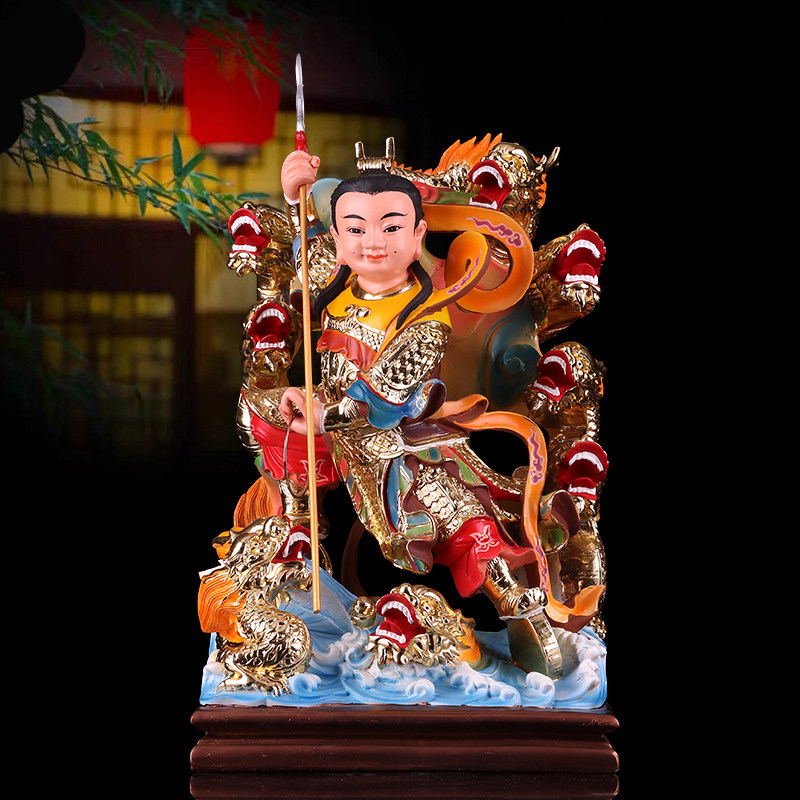 10/12/16/19寸站九龙太子神像 哪吒三太子 树脂敦煌彩工艺品 摆件