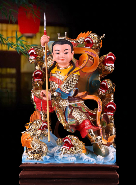 10/12/16/19寸站九龙太子神像 哪吒三太子 树脂敦煌彩工艺品 摆件