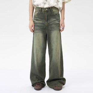 MTLCLOTHES男装|2026夏款新品 美式高街复古做旧直筒阔腿牛仔裤