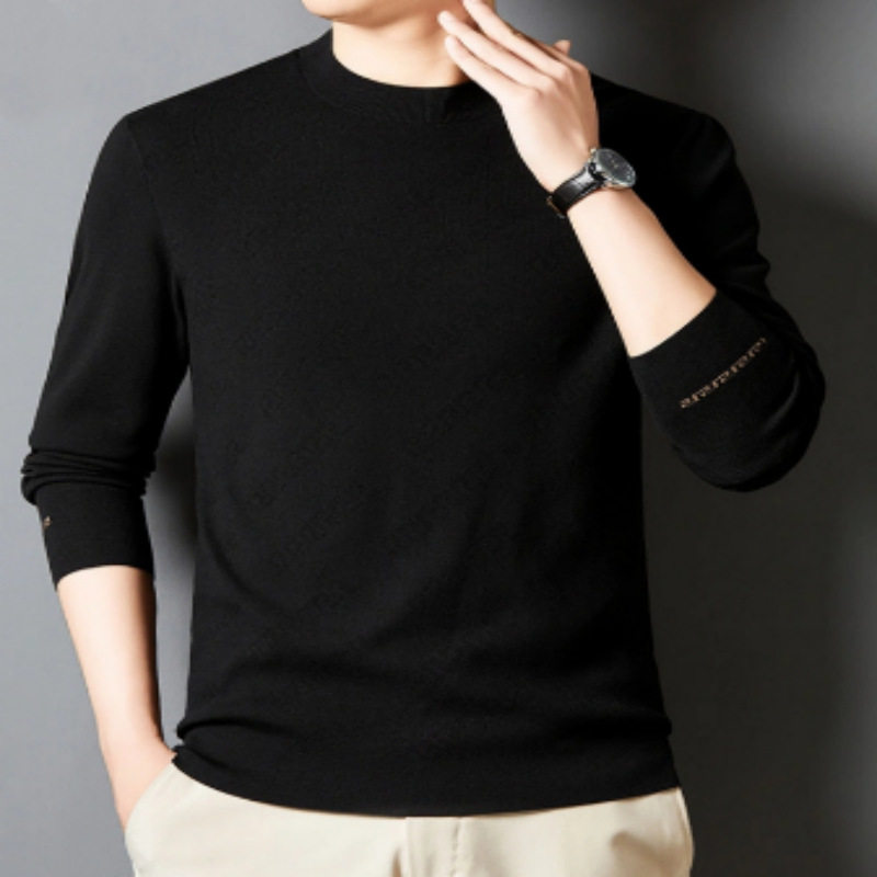 2026秋冬新款男精纺羊毛针织衫薄款内搭套头毛衣宽松大码青年