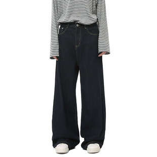 MTLCLOTHES男装|秋款新品 韩系cleanfit简约蓝色垂坠感宽松牛仔裤