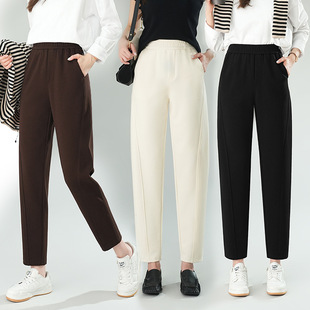 休闲裤女2026新款加厚高端哈伦直筒镰刀裤秋冬加绒小个子九分裤