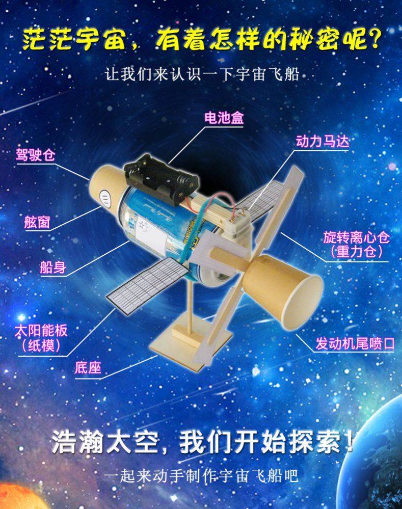 航天科技小制作中国空间站模型手工宇宙太空飞船飞行器材料包