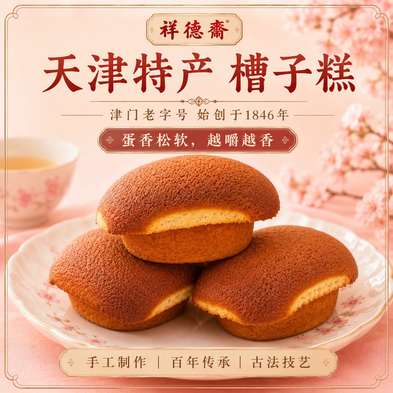 天津祥德斋槽子糕500g口感香甜
