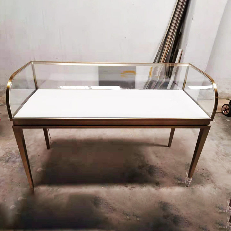 专业定制银饰 精品珠宝展柜 定做商场首饰玻璃展示柜珠宝柜台弧形
