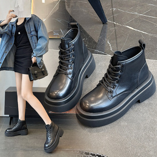 复古机车男靴子 真皮厚底短靴英伦风情侣款 马丁靴女2025秋季 新款