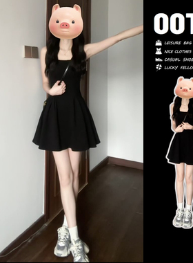 法式赫本风绝美黑色吊带连衣裙夏季新款女高级感显瘦气质小黑裙子