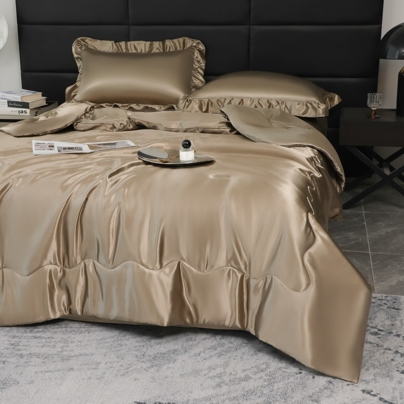 夏天冰丝夏凉被空调被四件套床笠款夏季水洗真丝薄款被子丝滑裸睡