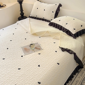 冬季牛奶珊瑚绒床盖单件2024年新款榻榻米炕盖加绒夹棉床单三件套