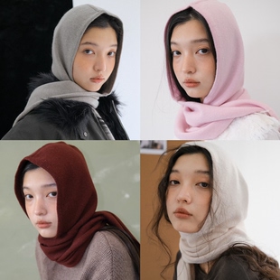 JOJOKUR 康赛妮柔软羊毛羊绒围巾帽大披肩多功能巴拉克拉法帽子