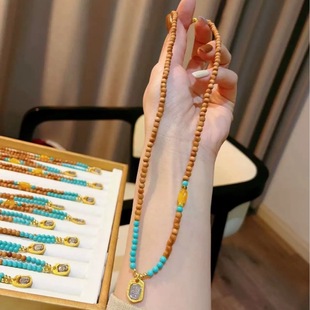 老山檀4.5mm扎基拉姆锁骨链 项链搭配天然蜜蜡 菱镁矿绿松石配饰