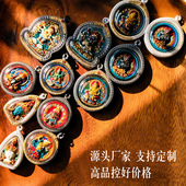 纯银双面手工擦擦手绘唐卡吊坠扎基拉姆嘎乌盒财神五爷项链大黑天