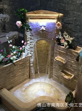 欧式流水喷泉酒店装饰水景假山流水室内加湿招财客厅落地摆件