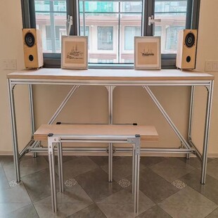 铝型材工作台 实木板台面 放置架 可设计多层 上门测量