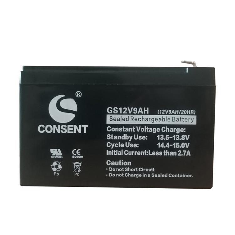 光盛CONSENT蓄电池GS12V9AH 12V9AH电梯音响电瓶船舶UPS应急电源 - 实物图