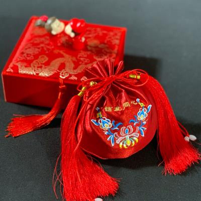 中式婚礼刺绣结发袋香包荷包v定情信物挂件婚庆用定制香囊结婚礼