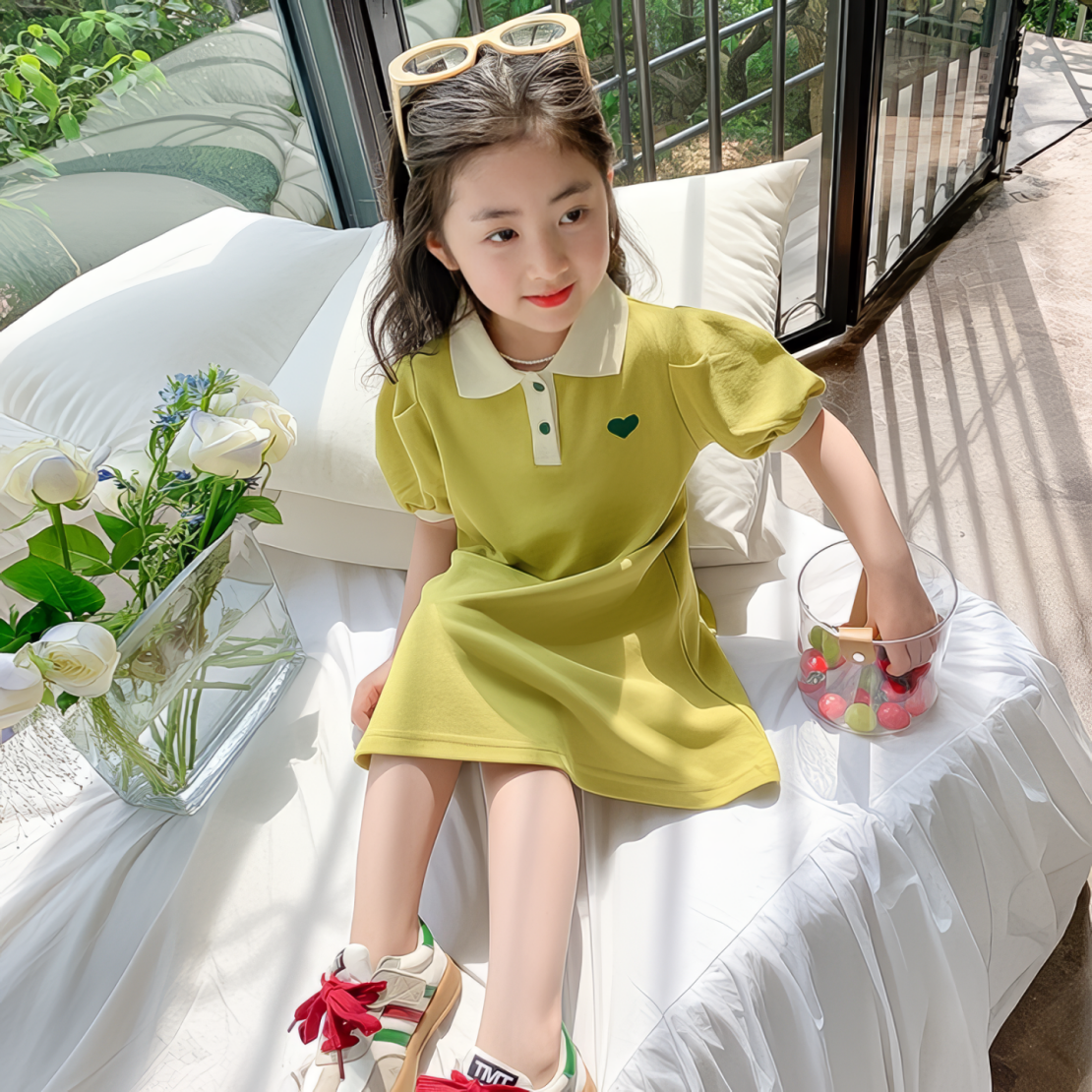 裙薄款夏季童裙连衣裙新款网红A字2025女童主裙中小童纯色洋气公