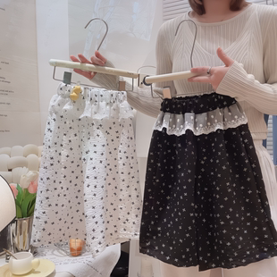 夏季 親子闊腿褲 褲 中大童山本褲 女童闊腿 蕾絲花邊休閑褲 兒童防蚊褲