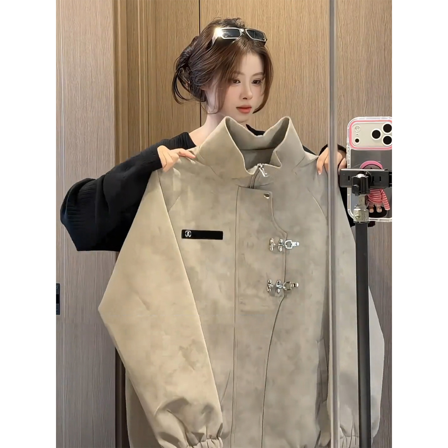 美式复古pu皮高质感皮衣外套男女秋立领防风夹克工装宽松棒球服