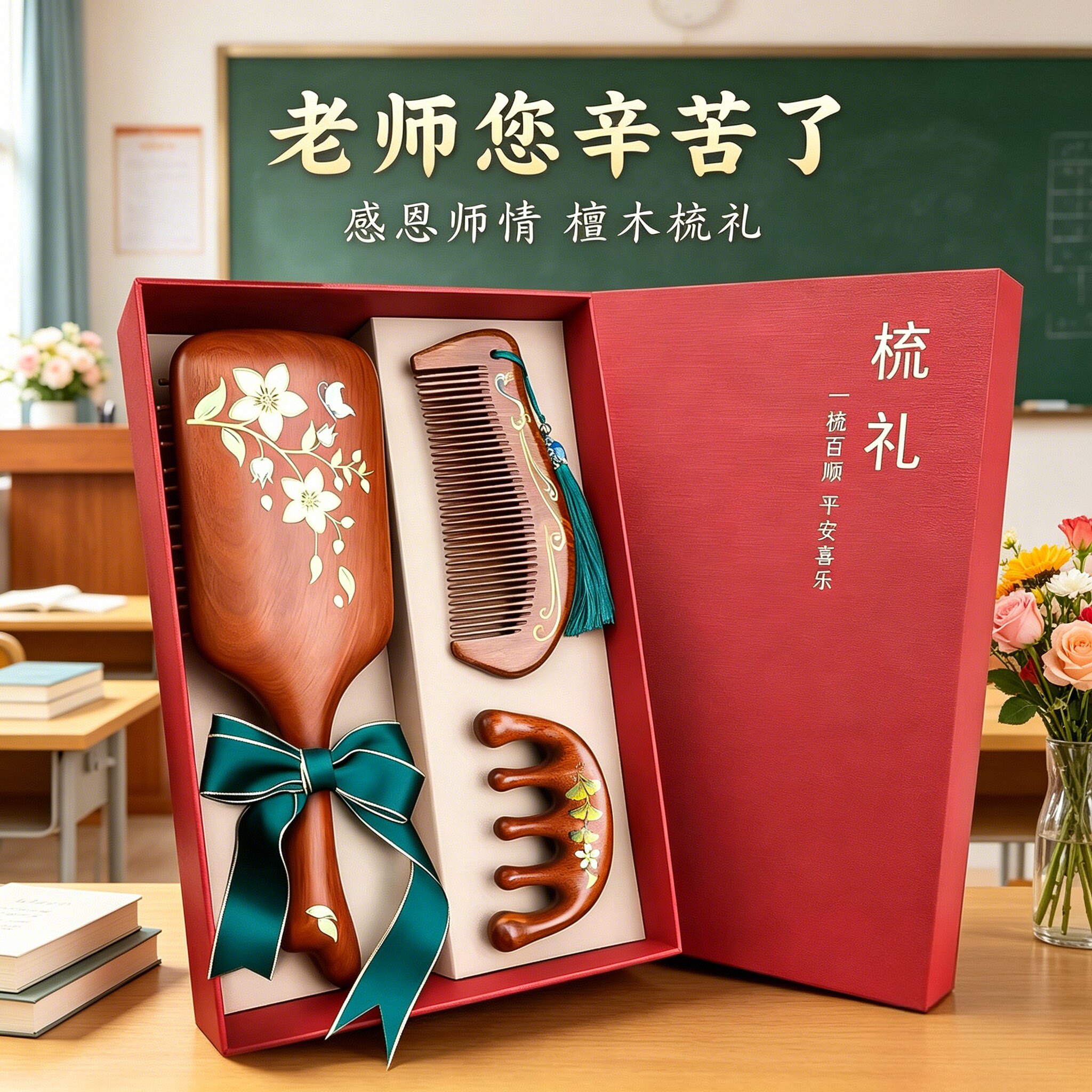 退休礼物高级感梳子送新娘结婚专用高档气垫梳生日三八礼物送妈妈