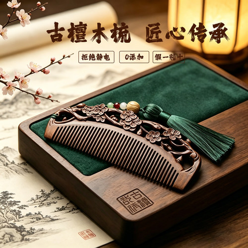 小李子雕花梳免费刻字毕业礼物