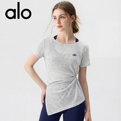 AIo运动罩衫女速干透气上衣t恤瑜伽服宽松普拉提训练健身上衣短袖