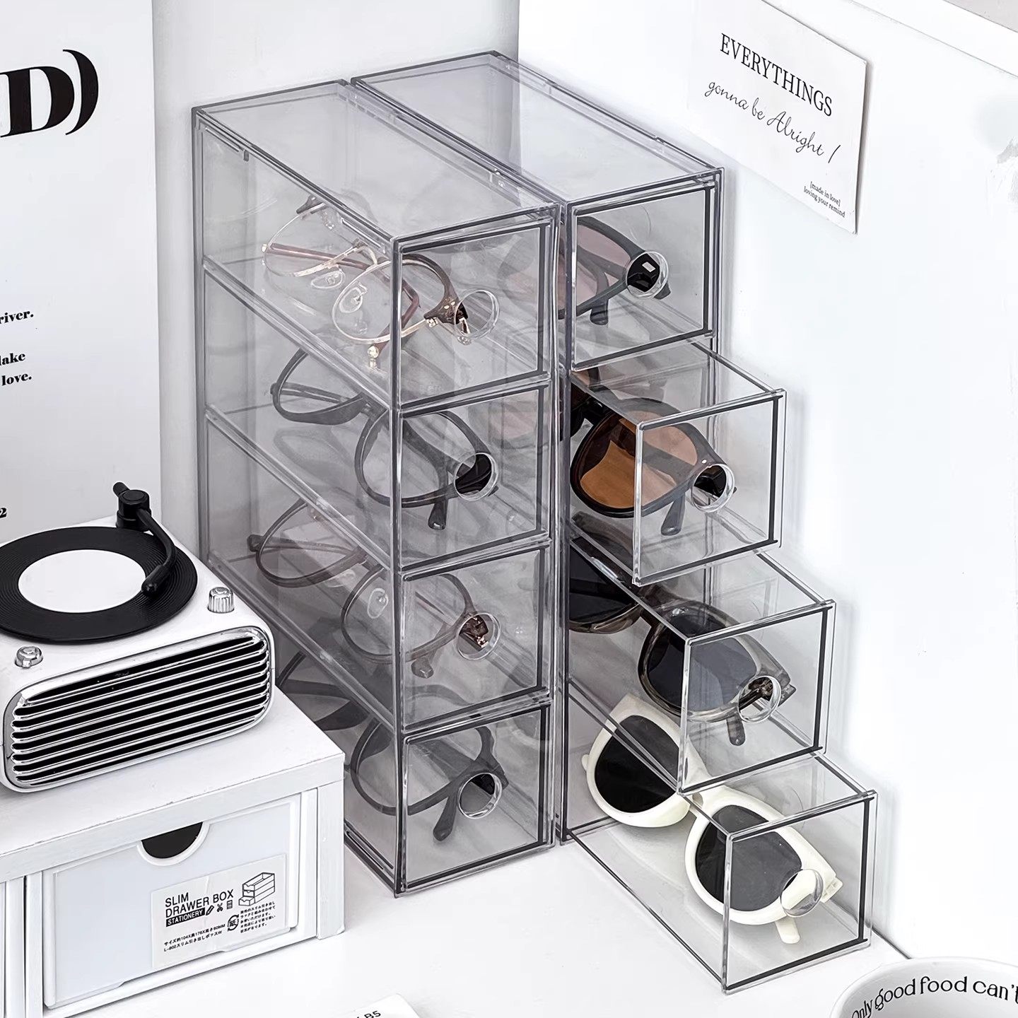 眼镜收纳盒墨镜太阳镜桌面多格抽屉式整理盒亚克力多层陈列置物架,收纳整理,眼镜收纳盒,淘宝优惠券,粉丝福利购,淘宝优惠卷