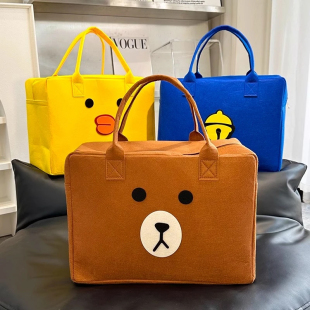 行李箱包卡通旅行收纳袋大容量可爱毛毡包用包收纳包包手提手拎