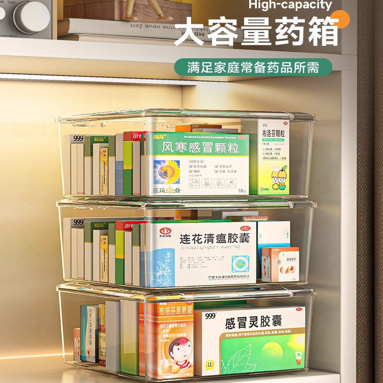 药箱收纳盒家庭装大号置物架多格翻盖透明桌面多层医药品整理柜,收纳整理,医药箱,淘宝优惠券,粉丝福利购,淘宝优惠卷