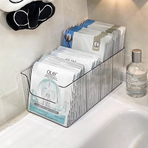 面膜收纳盒亚克力梳妆台透明分格盒桌面化妆品大容量护肤品置物架