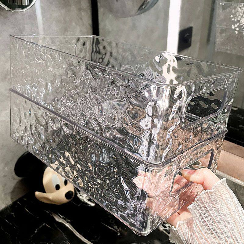 桌面收纳盒透明办公桌零食收纳筐学生宿舍杂物文具化妆品护肤品盒