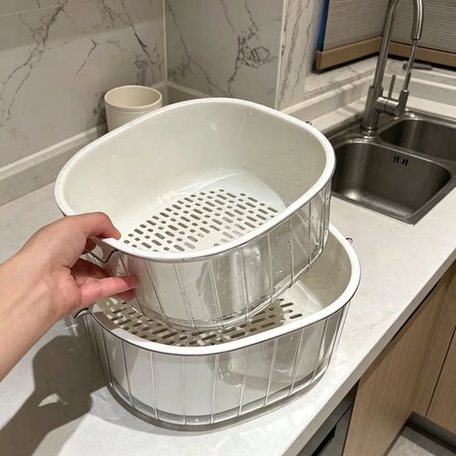 双层沥水篮厨房洗菜盆用品客厅用水果果盘篮子淘菜盆茶几家用收纳