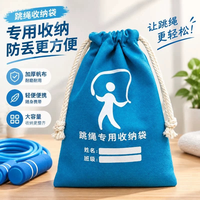 跳绳收纳袋抽绳束口袋便携运动文具包幼儿园小学儿童跳绳袋跳绳包