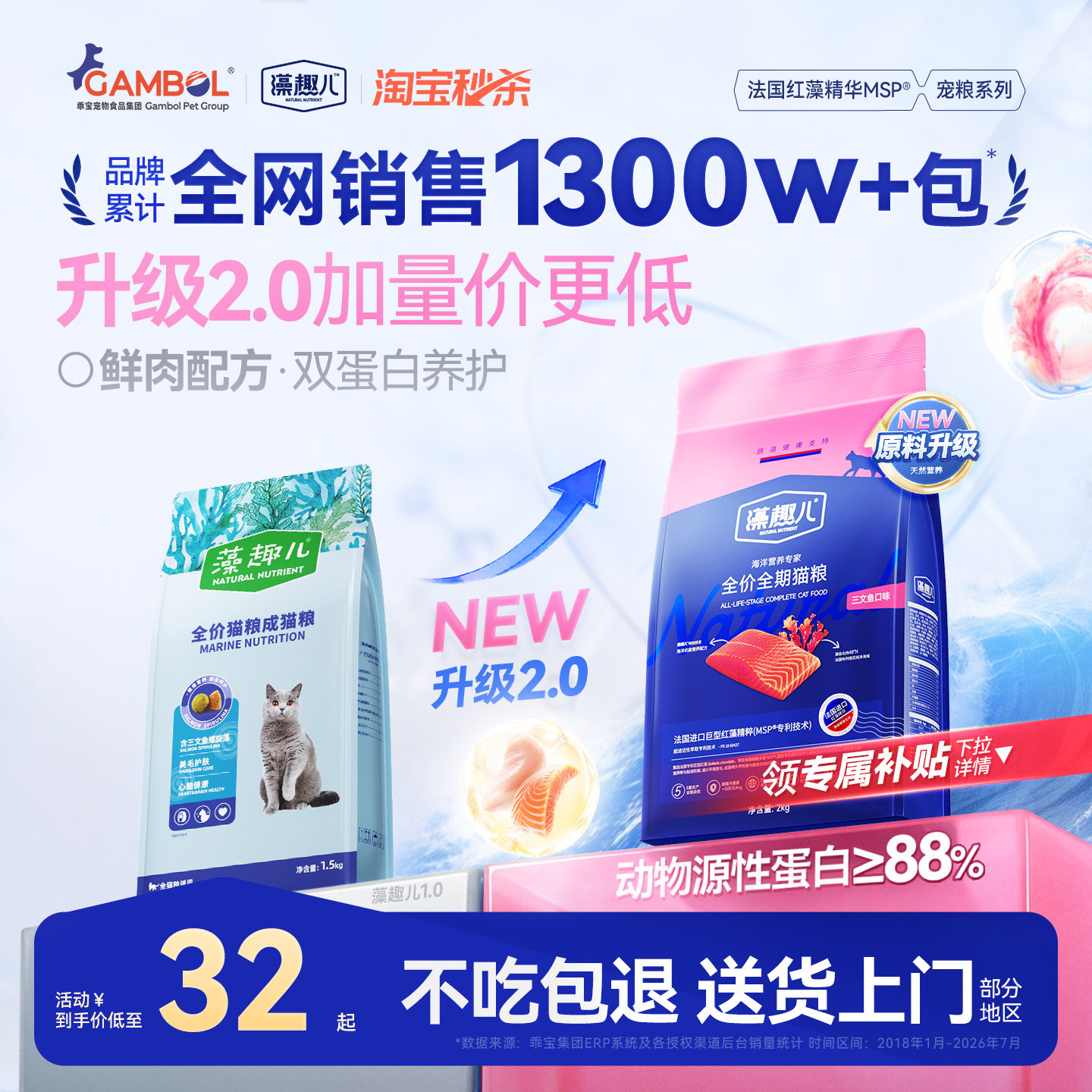 藻趣儿猫粮全价通用成幼猫蓝猫猫咪营养平价田园猫三文鱼全阶段