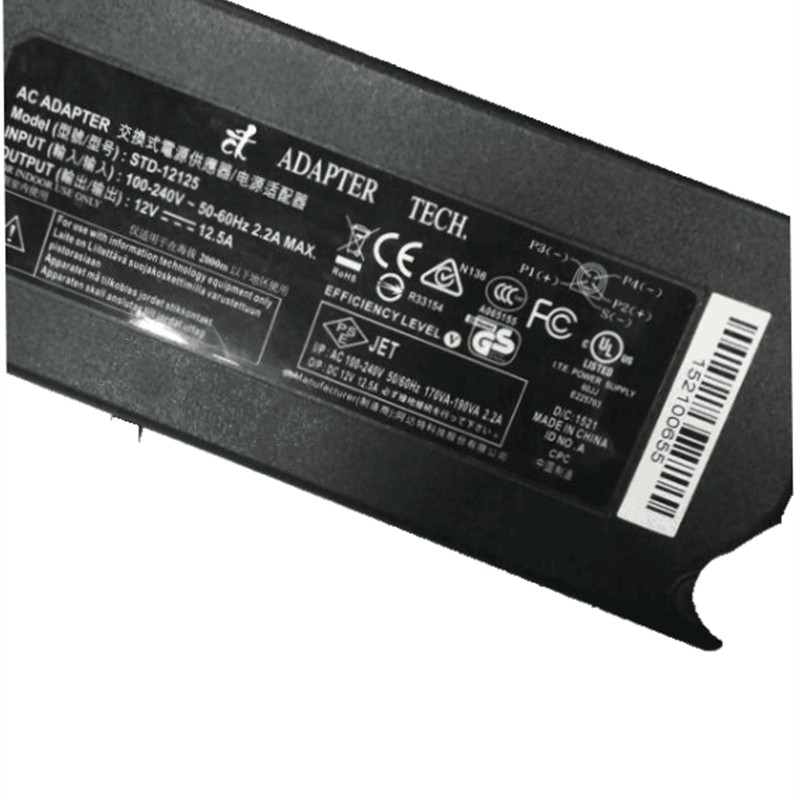 全汉 TECH 12V12.5A四针 4针电源适配器STD-12125交换式电源供应