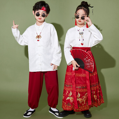 六一儿童啦啦队演出服运动会开幕式小学生合唱朗诵马面裙表演服装