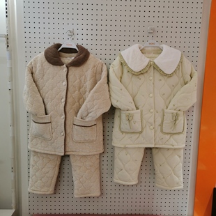 香蜜闺秀25403078女士大翻领开扣减龄冬款 加厚夹棉家居服套装