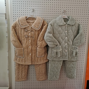 香蜜闺秀25403086女士娃娃领甜美减龄加厚夹棉冬款 家居服套装