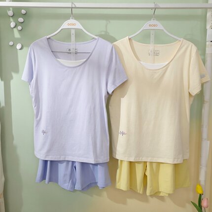 香蜜闺秀26203071女士套头简约棉质短袖短裤（带杯垫）家居服套装