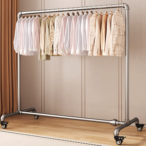 镀锌钢管落地移动卧室挂衣架家用