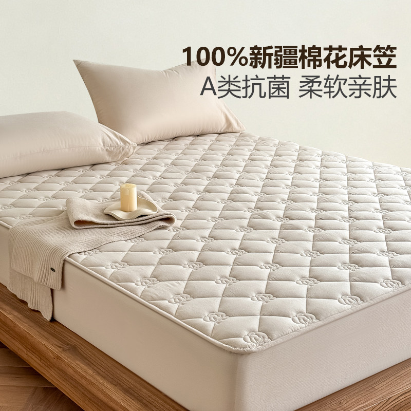 全棉床笠罩纯棉席梦思床垫保护套图片