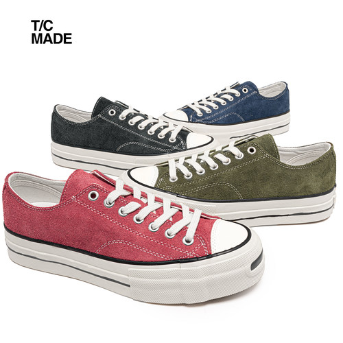 tcmade翻毛麂皮低帮厚底帆布鞋