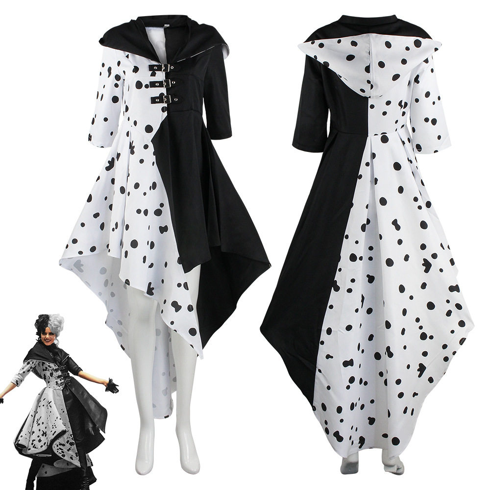 黑白魔女库伊拉斑点cosplay服装101忠狗cos连衣裙角色扮演服装