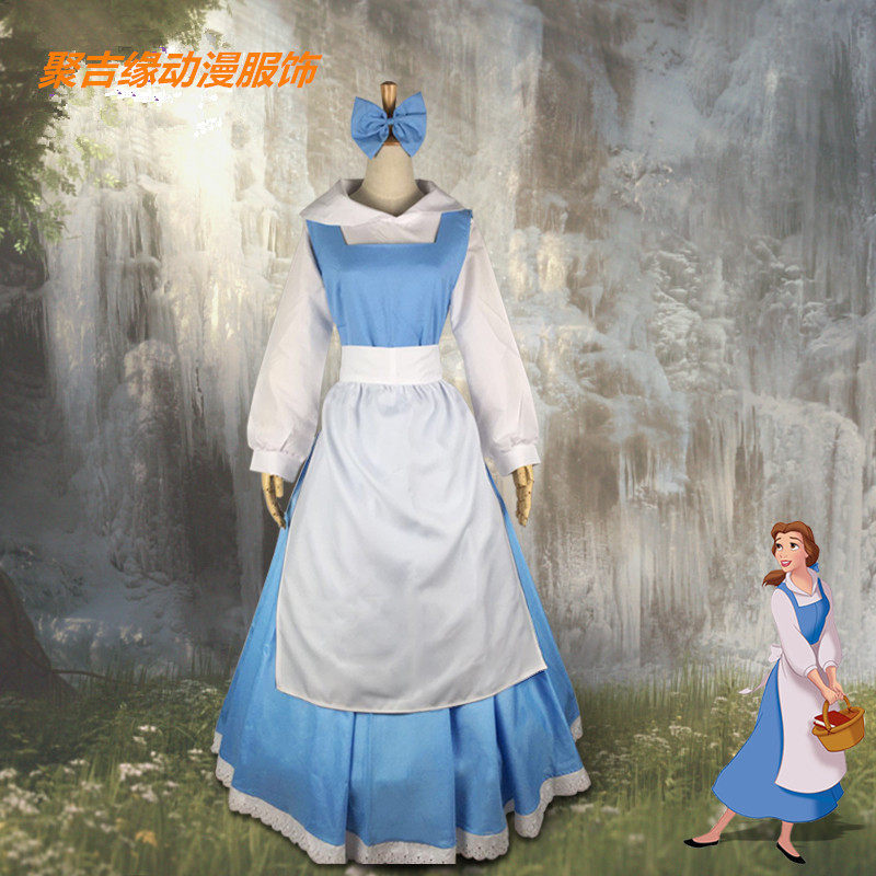 美女与野兽cos 贝尔蓝色女仆服万圣节cos公主裙cosplay长裙服装