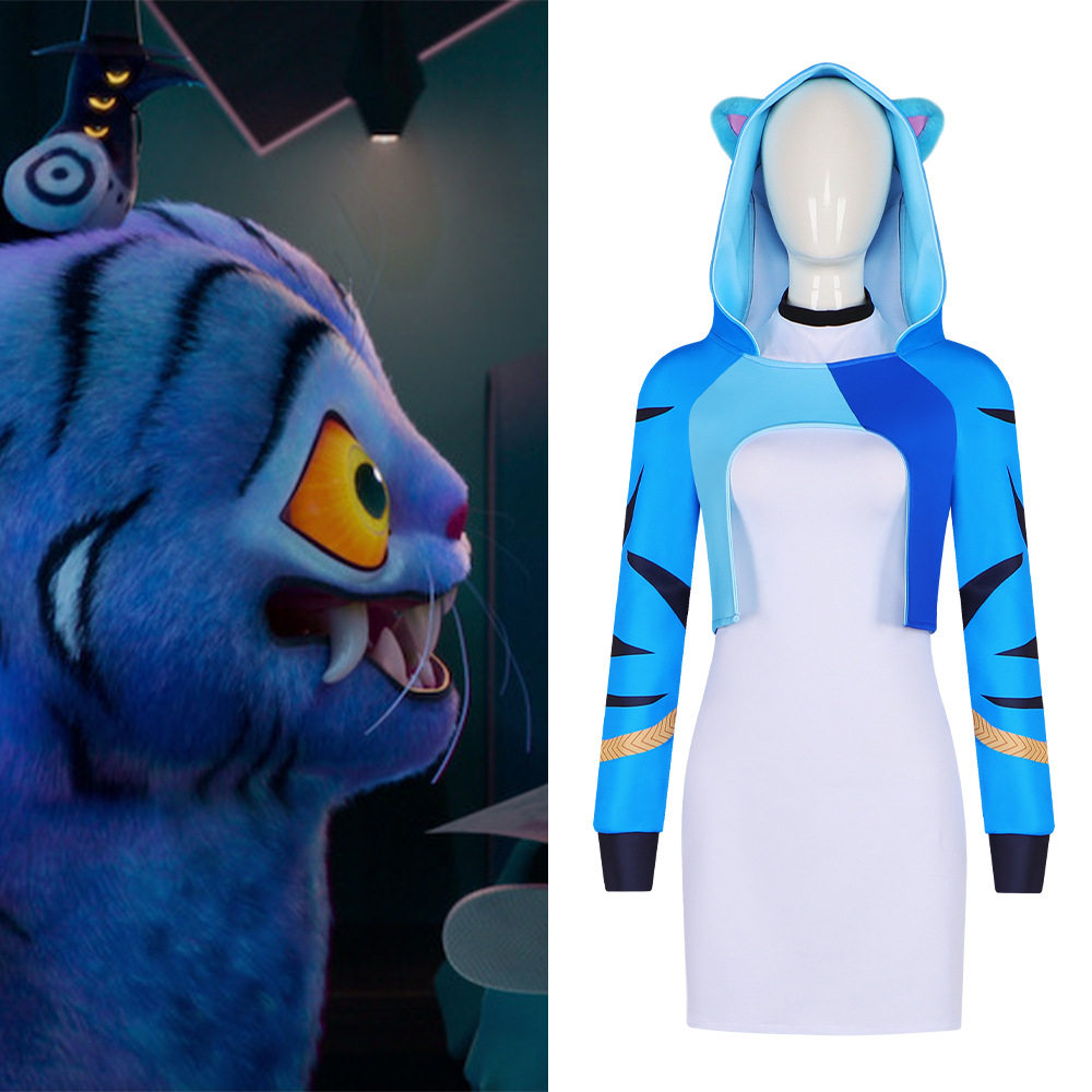 猎魔女团K-POP明星cos服恶魔猫蓝色老虎卫衣cosplay万圣节扮演服